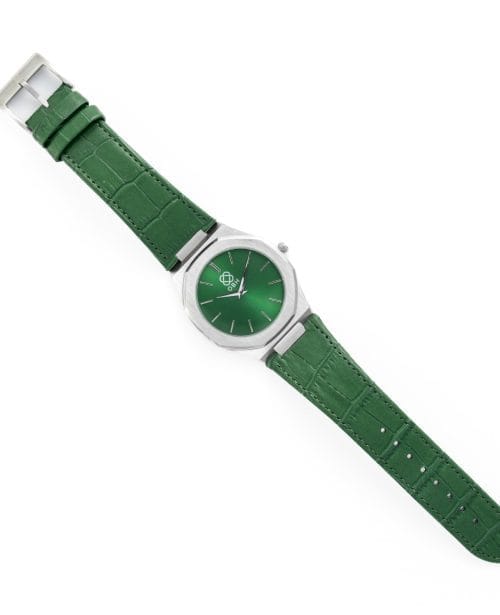 Men Watch Genuine Straps Green And Silver