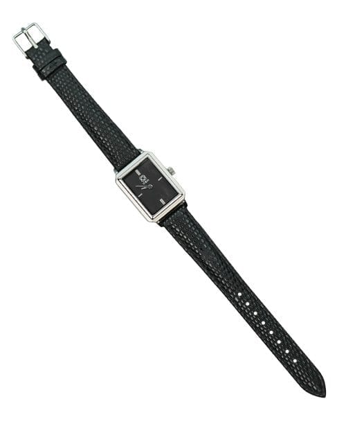 OBH Ladies Watch Genuine Leather Black and Silver