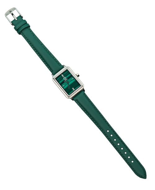 OBH Ladies Watch Genuine Leather Green and Silver