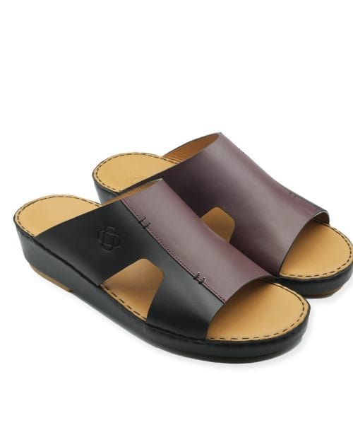 صندل رجالي OBH SP 1 موديل Plain باللون الأسود/العنابي