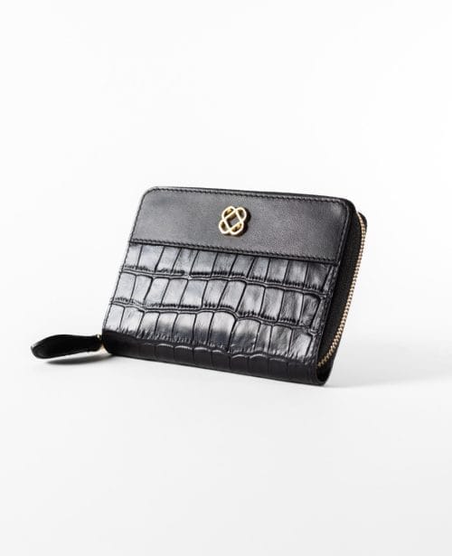 محفظة نسائية صغيرة باللون الأسود كروكودايل