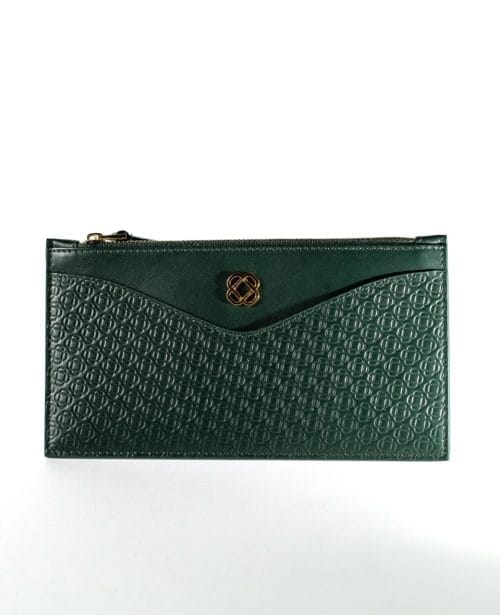 محفظة نسائية طويلة مع حاملي بطاقات باللون الأخضر