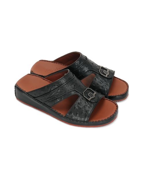 Men Sandal Model 40 Ostrich Black Color